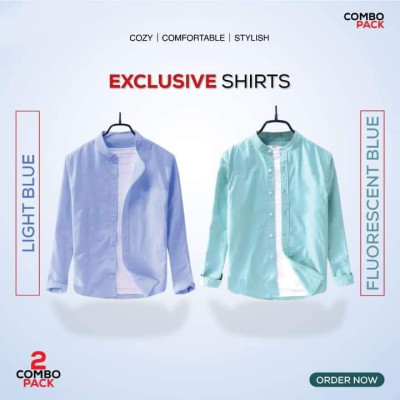 Mens solid colour shirts 2pis combo